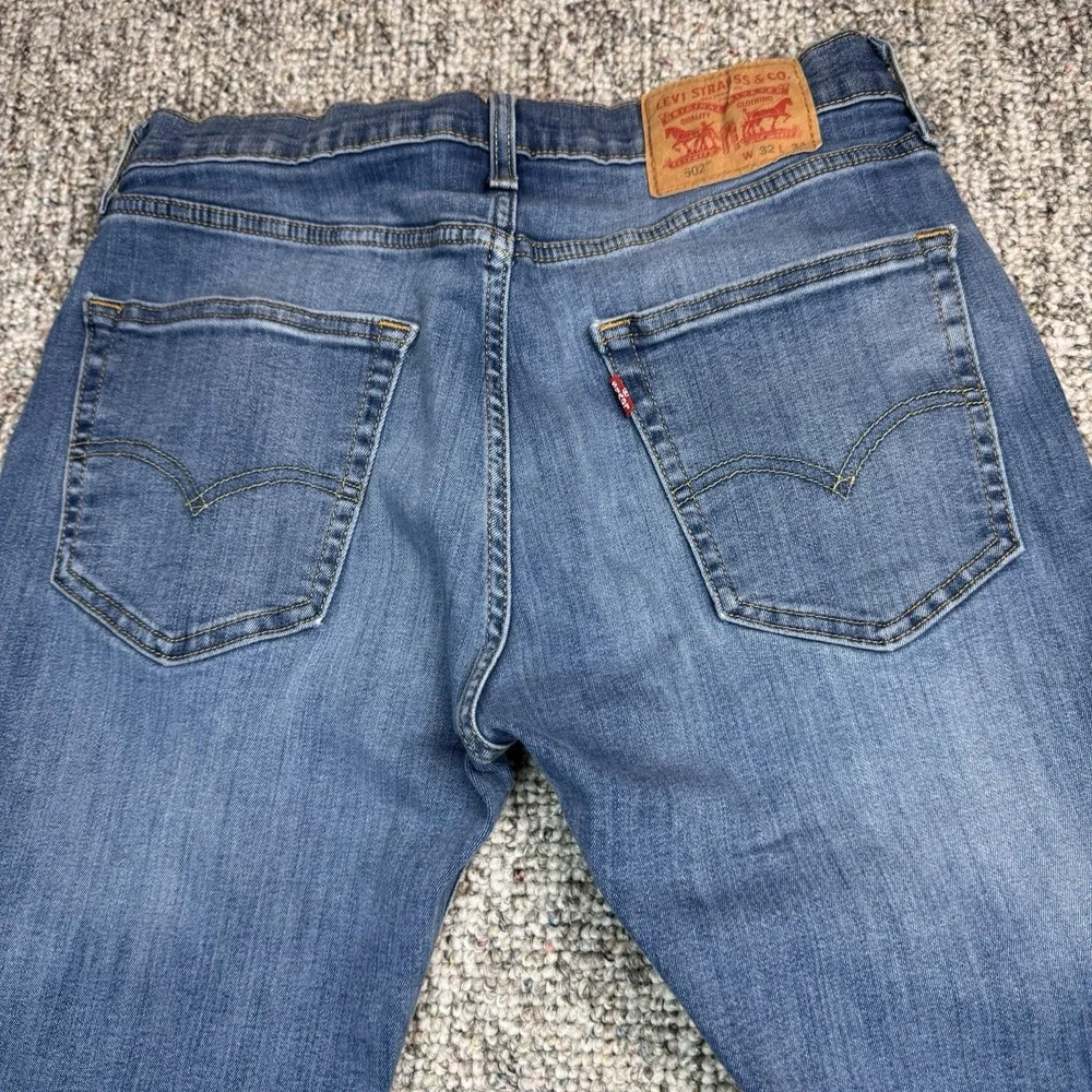 Levis 502 Jeans Mens 32x24 Fits 32x32 Regular Tapered Fit Blue Denim
